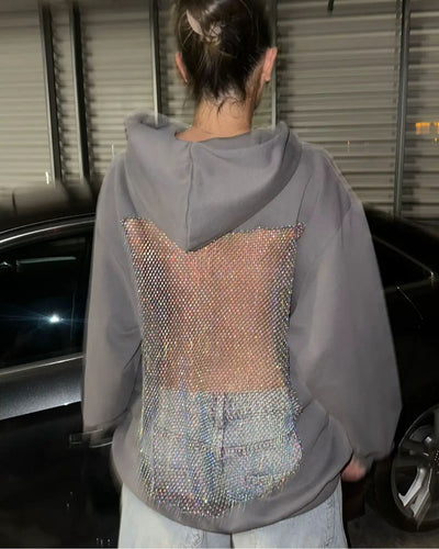 Backless Rhinestone-Mesh Hood