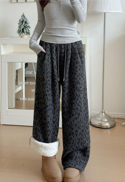 Pantalon de détente léopard confortable à jambes larges