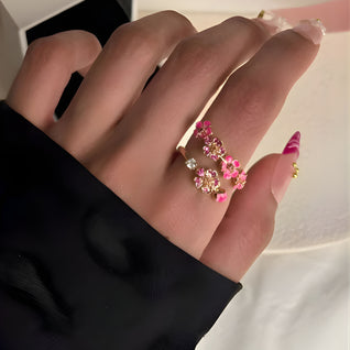 Adjustable Peach Blossom Ring