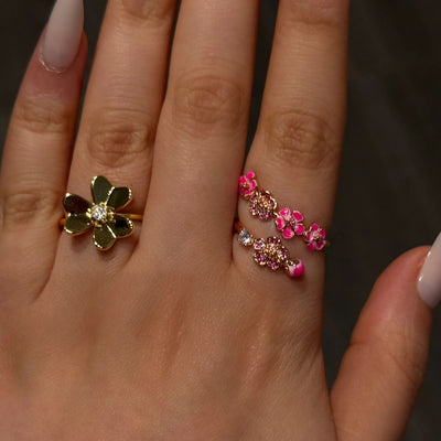 Adjustable Peach Blossom Ring
