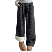 Pantalon de détente léopard confortable à jambes larges