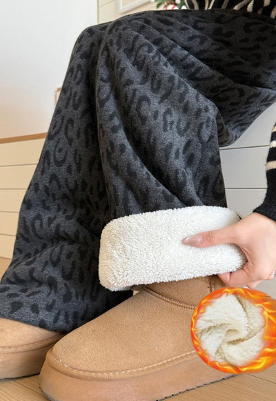 Pantalon de détente léopard confortable à jambes larges