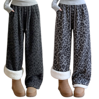 Pantalon de détente léopard confortable à jambes larges