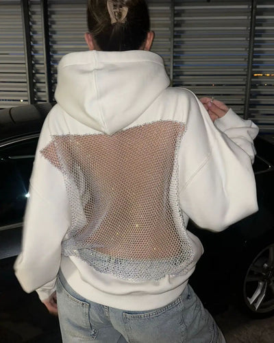 Backless Rhinestone-Mesh Hood
