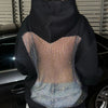 Backless Rhinestone-Mesh Hood