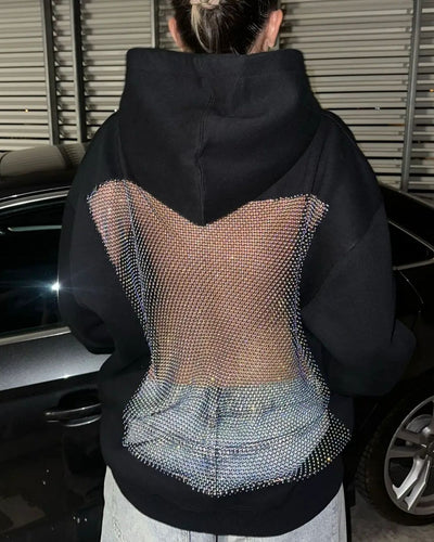 Backless Rhinestone-Mesh Hood