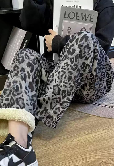 Pantalon de détente léopard confortable à jambes larges